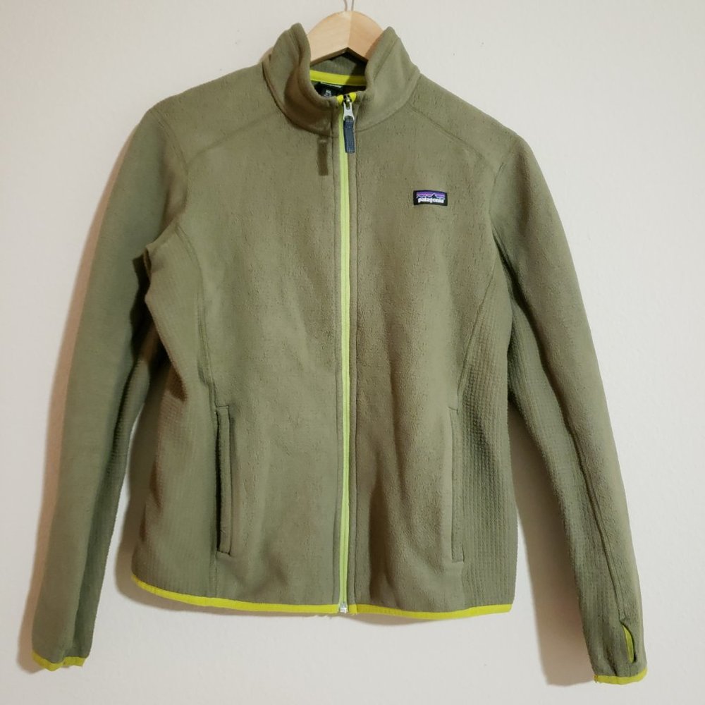 Patagonia Kids Fleece Olive Green Jacket XXL